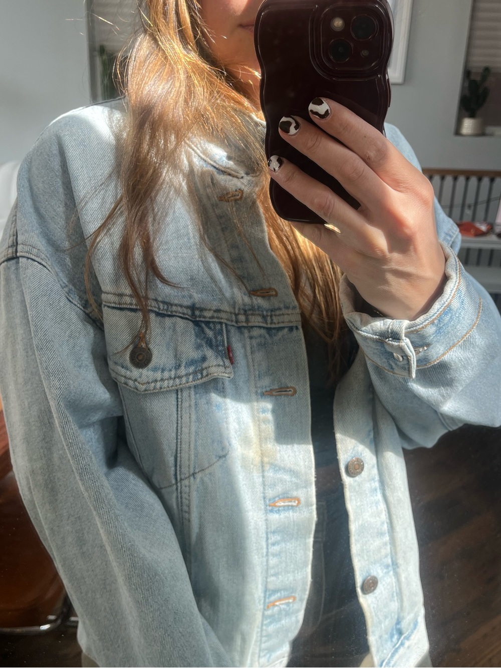 Levi's Light Blue Denim Jacket with Tan Leather Patch